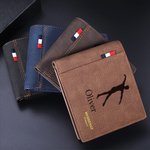 Personalized Male Ballet Dancer Silhouette Men's Leather Wallet with Engraved Name and Multiple Card Slots Birthday Anniversary Gift for Men