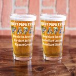Personalisierte Best Dad Ever 16 oz Bierglas mit Fotos Namen Vatertag Geburtstag Wertschätzung Geschenk für Papa Großvater Liquor Liebhaber