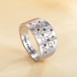 Bague d'Arbre Généalogique Personnalisée avec 1 à 20 Pierres de Naissance Cadeau Fête des Mères pour Famille