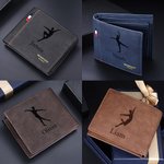 Personalized Male Ballet Dancer Silhouette Men's Leather Wallet with Engraved Name and Multiple Card Slots Birthday Anniversary Gift for Men