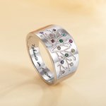 Personalisierter Familie Lebensbaum-Ring mit 1-20 Geburtsstein Weihnachtsgeschenk Muttertag Geschenk für Familie Damen Mutter
