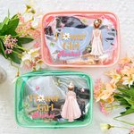 Personalized Butterfly Flower Girl Clear Makeup Bag with Name Portable Travel Essentials Wedding Bridal Shower Gift for Girls