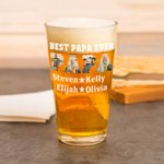 Personalisierte Best Dad Ever 16 oz Bierglas mit Fotos Namen Vatertag Geburtstag Wertschätzung Geschenk für Papa Großvater Liquor Liebhaber