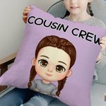 Personalized Multicolor Cousin Crew Cute Cartoon 1-5 Kids Throw Pillow Cover with Name Home Decor Birthday Children's Day Gift for Boys Girls