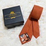 Cravate Multicolore en Coton Personnalisée avec Photo et Nom Boîte Cadeau à Choix Cadeau Anniversaire Mariage pour Mari Garçons d'Honneur