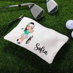 Borsa da trucco personalizzata con nome e personaggio in stile cartone animato porta accessori golf regalo di compleanno per appassionanti di golf