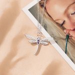 Personalized Exquisite Shiny Birthstone Dragonfly Necklace with Zircon Unique Jewelry Birthday Anniversary Mother's Day Gift for Women Jewelry