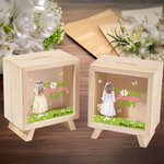 Personalisierte Cartoon Hochzeit Blumenmädchen klar hölzerne Spardose mit Namen Hochzeit Gunst Vorschlag Dankeschön Geschenk für Blumenmädchen