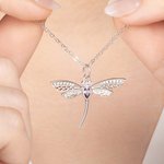 Personalized Exquisite Shiny Birthstone Dragonfly Necklace with Zircon Unique Jewelry Birthday Anniversary Mother's Day Gift for Women Jewelry