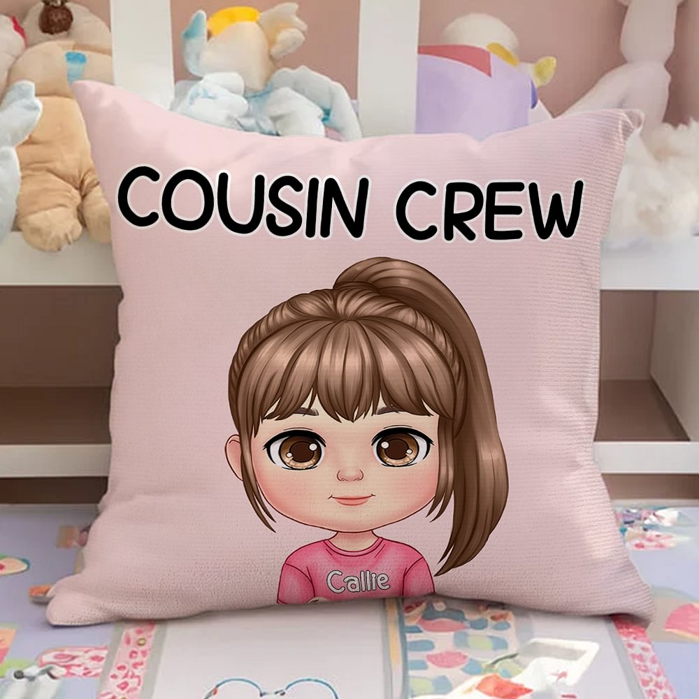 Personnalisé Multicolore Cousin Crew Cartoon 1-5 Kids Throw Pillow Cover with Name Home Decor Birthday Children's Day Gift for Boys Girls