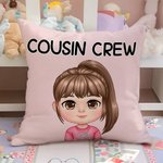 Personalized Multicolor Cousin Crew Cute Cartoon 1-5 Kids Throw Pillow Cover with Name Home Decor Birthday Children's Day Gift for Boys Girls
