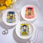 Personalisierte Gratulation Cartoon Charakter Keramik Trinket Schmuck Schale mit Namen und Jahr Graduierung Geschenk für Absolventen