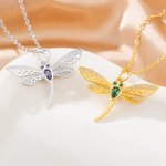 Personalized Exquisite Shiny Birthstone Dragonfly Necklace with Zircon Unique Jewelry Birthday Anniversary Mother's Day Gift for Women Jewelry