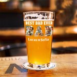 Personalisierte Best Dad Ever 16 oz Bierglas mit Fotos Namen Vatertag Geburtstag Wertschätzung Geschenk für Papa Großvater Liquor Liebhaber