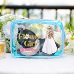 Personalized Butterfly Flower Girl Clear Makeup Bag with Name Portable Travel Essentials Wedding Bridal Shower Gift for Girls