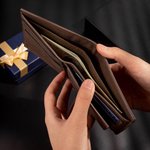 Personalized Male Ballet Dancer Silhouette Men's Leather Wallet with Engraved Name and Multiple Card Slots Birthday Anniversary Gift for Men