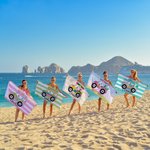 Personalized Golf Cart Stripe Oversized Quick Dry Beach Towel with Name Travel Accessory Birthday Gift for Golf Lover