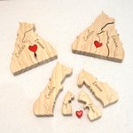 Rompecabezas de madera personalizado de familia de lobos con corazón y nombres decoración de escritorio regalo de aniversario para la familia