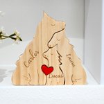 Rompecabezas de madera personalizado de familia de lobos con corazón y nombres decoración de escritorio regalo de aniversario para la familia