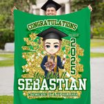 Personalisierte Herzlichen Glückwunsch Sie haben es Cartoon-Charakter Pailletten weiche Decke mit Namen und Schule Graduierung Geburtstag Geschenk für Absolventen