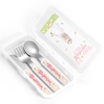 Personalized Flower Girl Character Name Kid’s Fork Spoon Knife 3 Pcs Cutlery Set with Case Wedding Party Favor Bridal Shower Gift for Girls