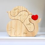 Rompecabezas de madera personalizado con familia de ballenas con corazón y nombres decoración de escritorio regalo del Día de la Madre para familia
