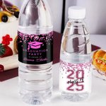 Personalized Class of 2025 Graduation Hat Glitter Water Bottle Label Sticker with Name and Year Party Decor Graduation Gift for Graduates