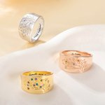 Bague d'Arbre Généalogique Personnalisée avec 1 à 20 Pierres de Naissance Cadeau Fête des Mères pour Famille