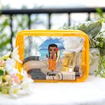 Personalized Blue Sky Sunset Cartoon Character Clear Waterproof Makeup Bag with Name Travel Accessories Birthday Gift for Her