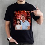 Henkilökohtainen Retro Bootleg Style Photo T-paita nimi ja 1-5 Lasten valokuvia Isänpäivä Syntymäpäivälahja Manille