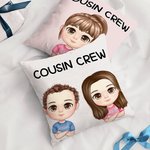 Personalized Multicolor Cousin Crew Cute Cartoon 1-5 Kids Throw Pillow Cover with Name Home Decor Birthday Children's Day Gift for Boys Girls