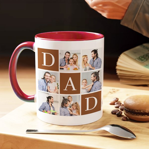Personalised Dad 6 Photos Collage 11 oz 15 oz Ceramic Coffee Mug Home Decor Birthday Father's Day Gift for Dad
