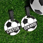 Personalisierte Fußball Name Gepäckanhänger mit verstellbarem Gurt Charme Zubehör Geburtstag Team Geschenk für Fußballspieler Liebhaber