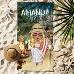 Personalisierte mein Lagerfeuer Zelt Cartoon Charakter schnell trocknen überdimensioniert Mikrofaser Strandtuch mit Namen Sommer Strand Wesentliche Geburtstagsgeschenk für Familie