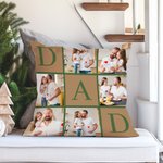 Personalized Dad 6 Photos Collage Multicolor Soft Throw Pillow Cover Home Decor Father's Day Gift for Dad