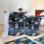 Personalisierte Raum Astronaut Rakete wasserdicht Lagerung Korb mit Griff und Name Housewarming Geburtstag Geschenk für Jungen Kinder