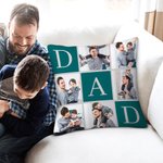 Personalized Dad 6 Photos Collage Multicolor Soft Throw Pillow Cover Home Decor Father's Day Gift for Dad