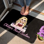 Personalized Multicolor Cute Cartoon Manicurist Non-slip Door Mat with Name Housewarming Beauty Salon Opening Birthday Gift for Nail Technicians