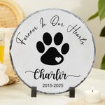 Personalizado Forever In Our Heart Pet Paw Print Garden Stone con texto y marco Stands Memorial Sympathy Loss of Pet Gift for Cat Dog Pet Lovers
