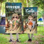 Personalisierte mein Lagerfeuer Zelt Cartoon Charakter schnell trocknen überdimensioniert Mikrofaser Strandtuch mit Namen Sommer Strand Wesentliche Geburtstagsgeschenk für Familie