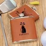 Gepersonaliseerde Golf Design draagbare lederen 6 oz heupfles met naam pensioen Vaderdag verjaardagscadeau voor mannen golf liefhebbers drinkers