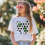 Personalized Multicolor Ball Sports Coquette Bow 100% Cotton T-shirt with Name and Number Team Game Day Gift for Girls Women Sports Lovers