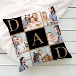 Personalized Dad 6 Photos Collage Multicolor Soft Throw Pillow Cover Home Decor Father's Day Gift for Dad