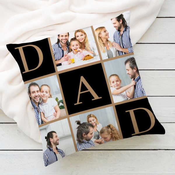 Personalized Dad 6 Photos Collage Multicolor Soft Throw Pillow Cover Home Decor Father's Day Gift for Dad