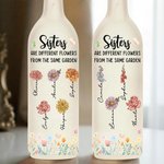 Hermanas personalizadas son diferentes Flores 2-8 Flores de nacimiento LED Lámpara de botella con nombre Decoración para el hogar Regalo de cumpleaños para la hermana Amigos