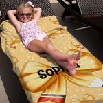 Personalized Multicolor Spotted Bow Pencil Oversized Quick Dry Beach Towel with Name Travel Essential Vacation Birthday Gift for Family Friends