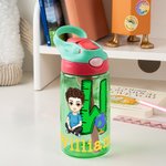 Personalisierte Cartoon-Charakter Apfel Bleistift Initial 16 oz Kind Wasserflasche mit Namen und Stroh zurück zu Schule Geburtstag Geschenk für Jungen Mädchen