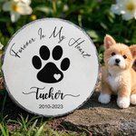 Personalizado Forever In Our Heart Pet Paw Print Garden Stone con texto y marco Stands Memorial Sympathy Loss of Pet Gift for Cat Dog Pet Lovers