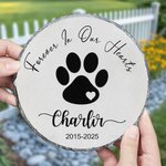 Personalizado Forever In Our Heart Pet Paw Print Garden Stone con texto y marco Stands Memorial Sympathy Loss of Pet Gift for Cat Dog Pet Lovers