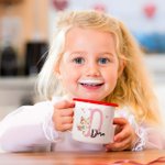 Personalized Cute Animal Ballerina 12 oz Colorful Rim Enamel Mug with Name and Initial Back to School Birthday Gift for Kids Ballet Lovers